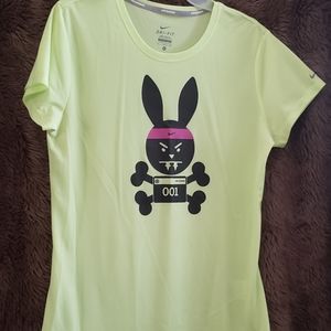 Nike Women's Dri-Fit Running T-Shirt. Sz Lg (neon green)